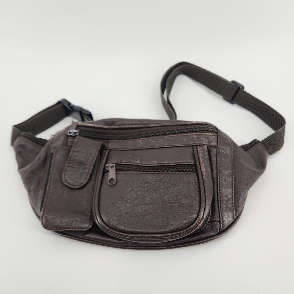 Wilsons Leather Fanny Pack Brown Leather Waist Bag Adjustable Strap Travel Pouch